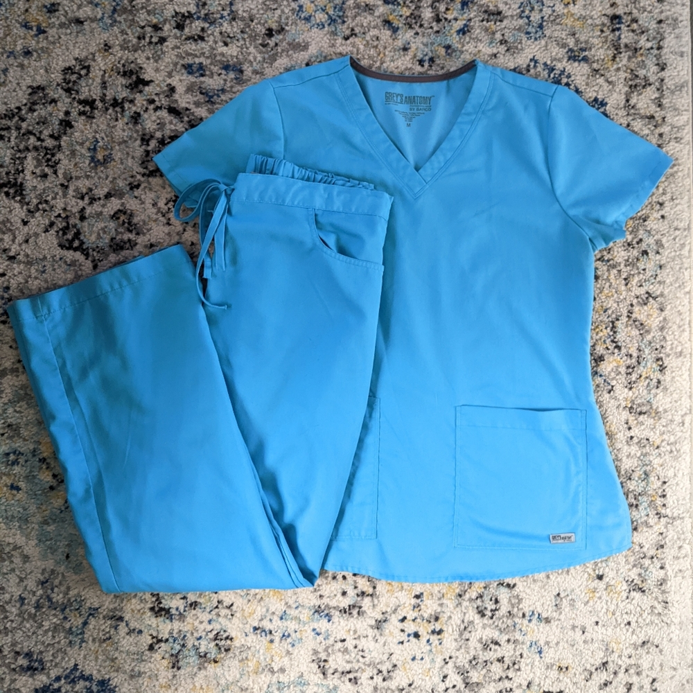 Grey's Anatomy teal blue aqua turquoise scrubs set medium